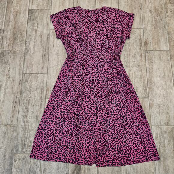 Joules Yasmine Dress Women’s US 10 Pink Leopard Button Front V-Neck Belted Midi - Picture 10 of 14